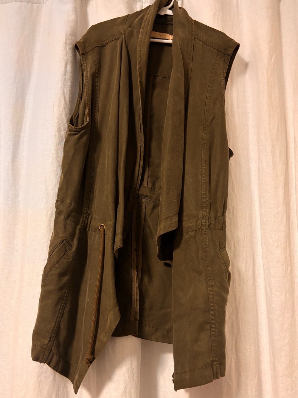 Max jeans size small Olive Utility Jacket with Draped Front sleeveless